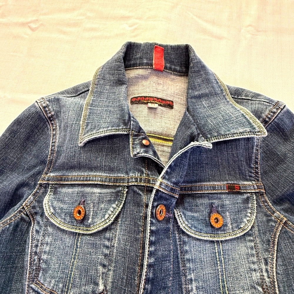 AG Adriano Goldschmied Denim Jacket Medium Bell‎ Sleeve Fitted Y2K - Picture 3 of 14